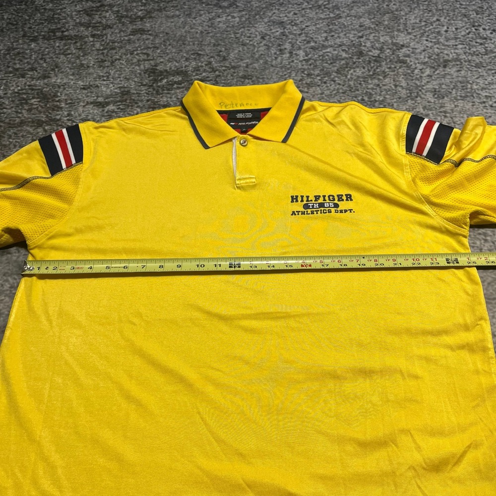 Tommy‎ Hilfiger Athletics Polo Shirt Mens XL Yellow Embroidered Vintage 90s Y2K - Picture 6 of 9